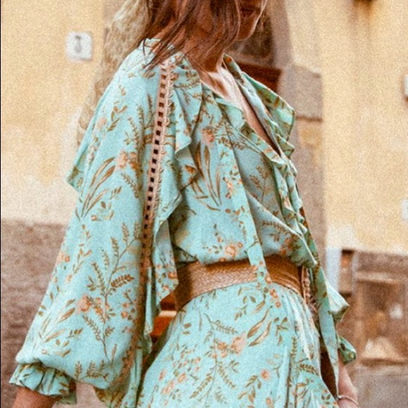 NWT💫Spell Maise Blouse in Vintage Turquoise size small - Picture 2 of 13